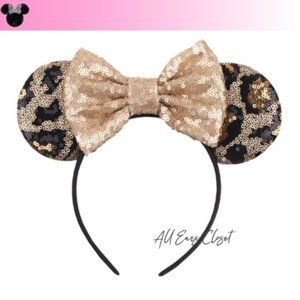 Minnie Mouse Ears Leopard Sequin Headband
